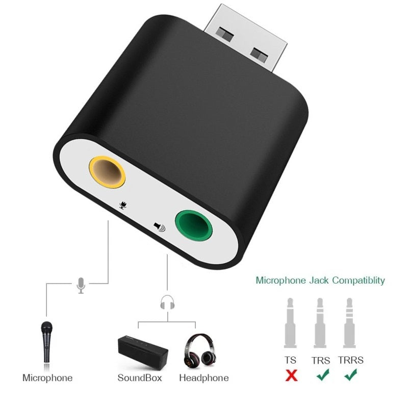 Placă de sunet externă USB DREIKS, sistem surround pe 7.1 canale - carcasă din aluminiu USB 2.0