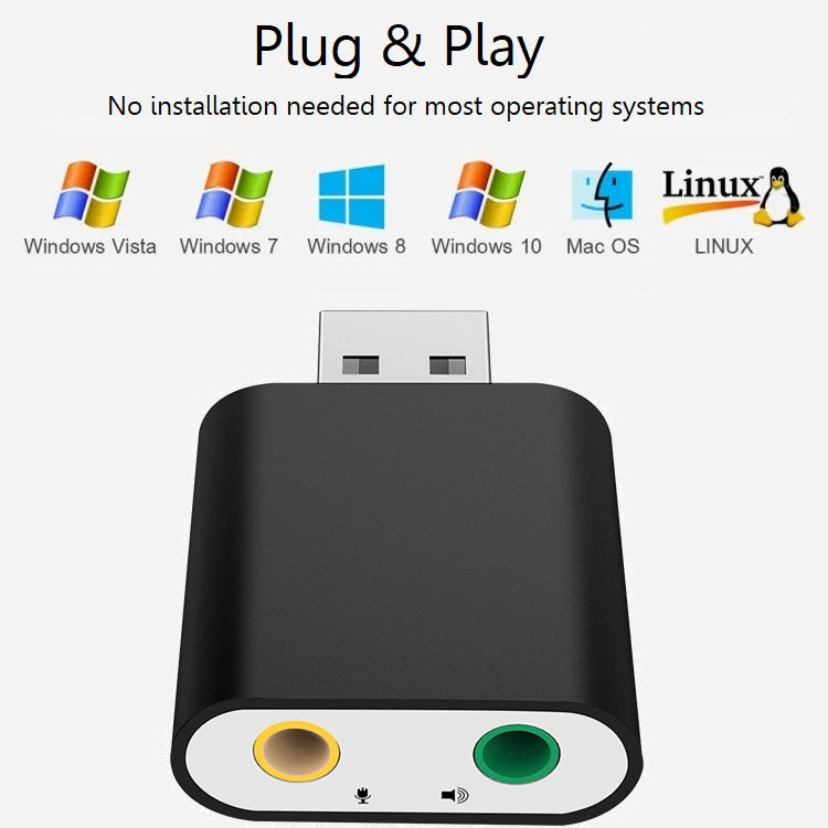 Placă de sunet externă USB DREIKS, sistem surround pe 7.1 canale - carcasă din aluminiu USB 2.0