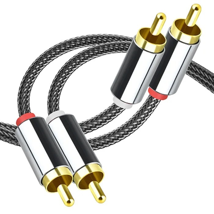 Cablu audio RCA Premium DREIKS - 2x RCA, conectori placați cu aur, împletitură de nailon