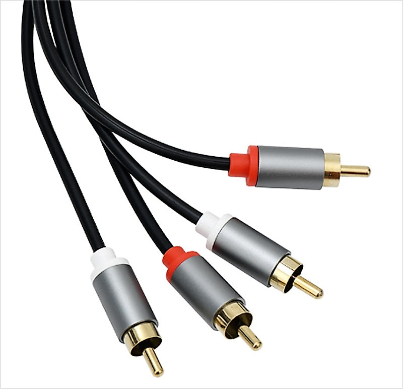 Cablu audio RCA Premium DREIKS - 2x RCA, conectori placați cu aur, împletitură de nailon