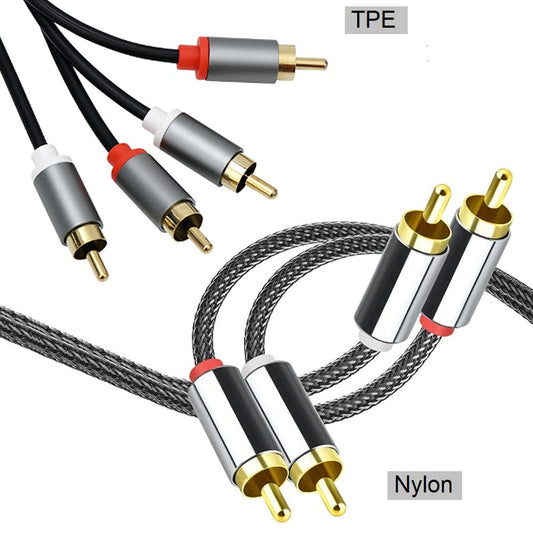 Cablu audio RCA Premium DREIKS - 2x RCA, conectori placați cu aur, împletitură de nailon