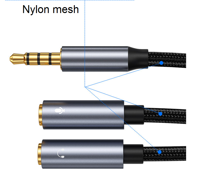 Audio Splitter Kabel Adapter 1/2 Headset 3.5mm Klinke Stecker 2 Buchse Mikrofon