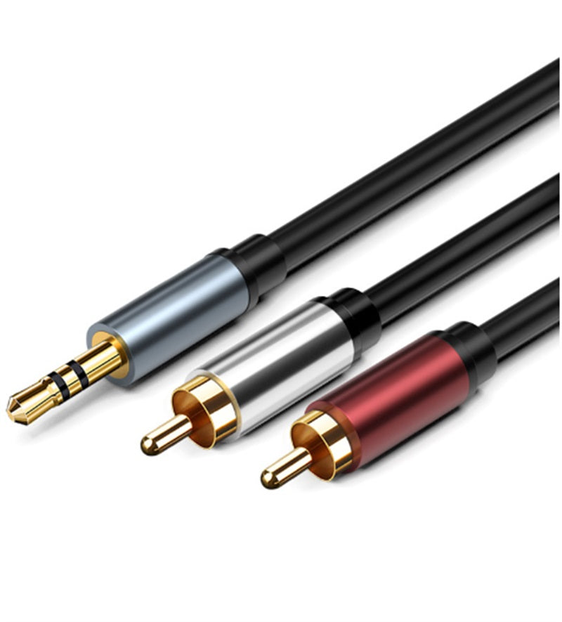 DREIKS Premium Aux Zu Cinch Kabel Goldkontakte - Länge 1 m, 3,5 mm Klinke, 2x Cinch RCA