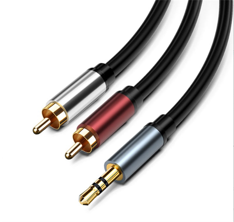 DREIKS Premium Aux Zu Cinch Kabel Goldkontakte - Länge 1 m, 3,5 mm Klinke, 2x Cinch RCA