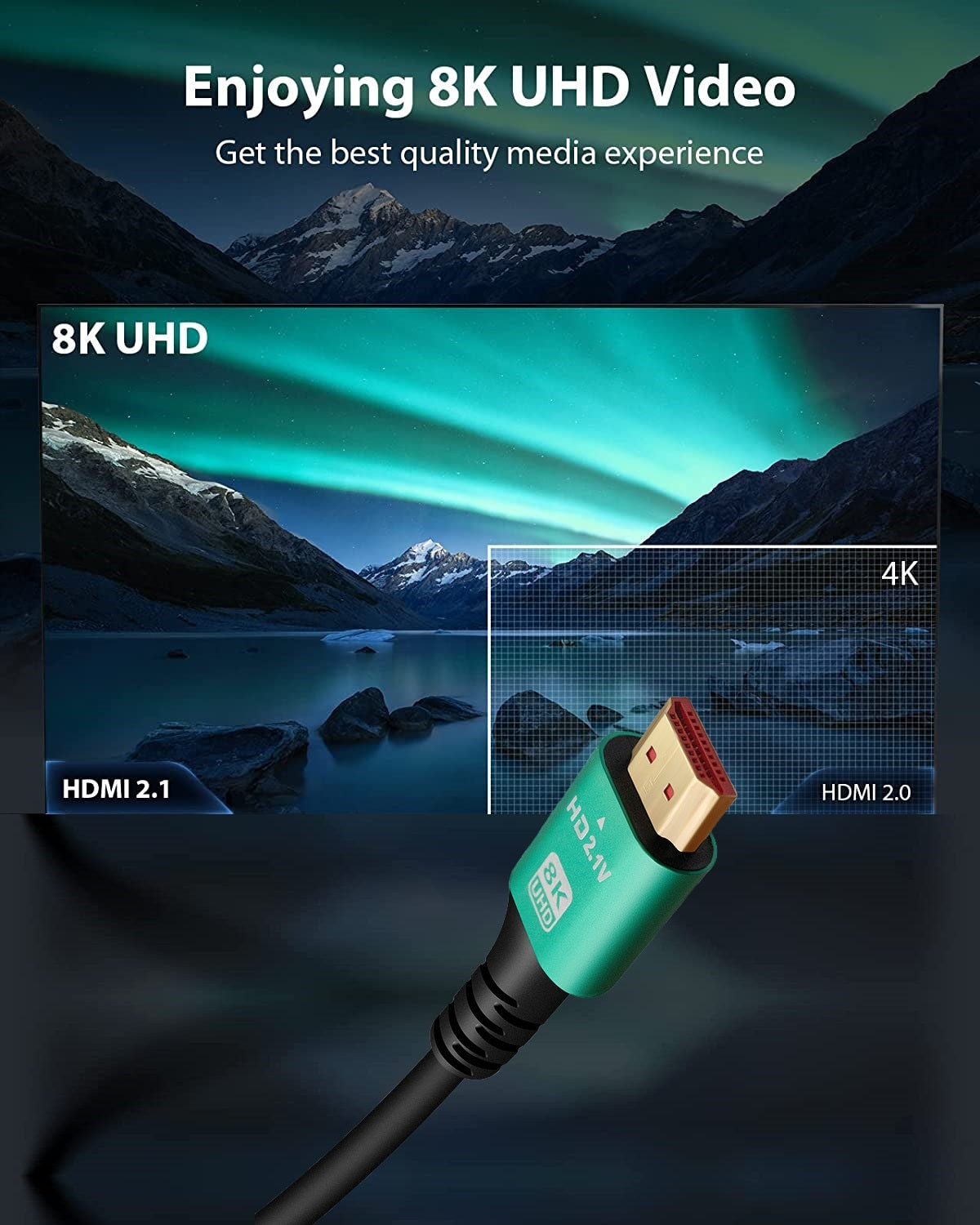 DREIKS HDMI Kabel 8K HDMI 2.1 Vergoldet - 48 Gbps Bandbreite, Länge Bis Drei Meter, 8K60Hz Und 4K120Hz EARC