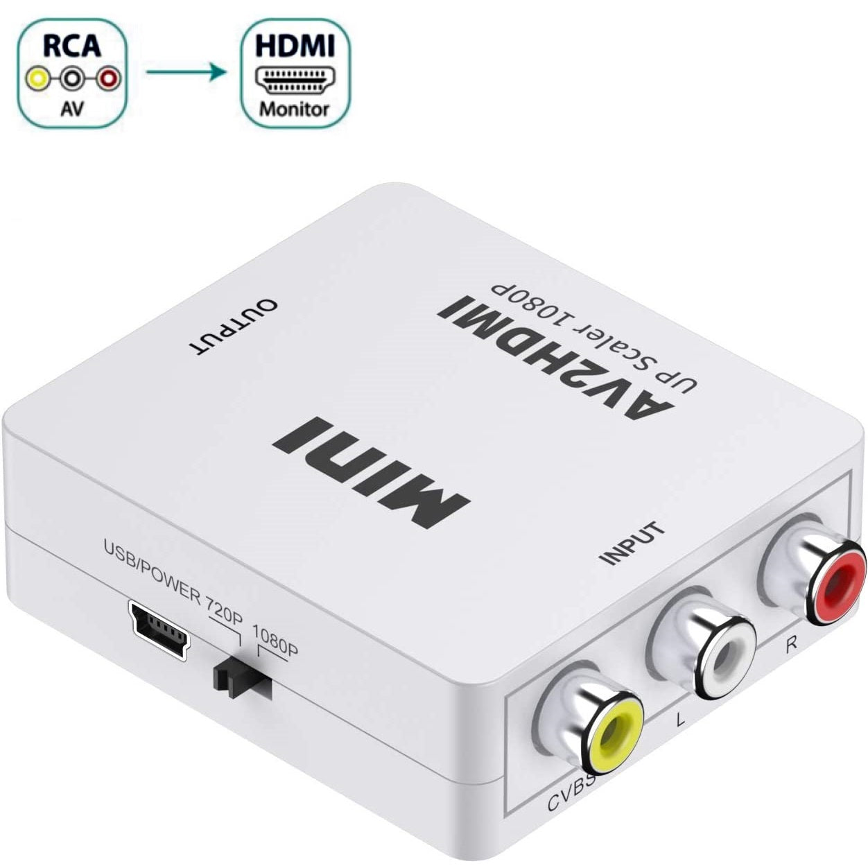 DREIKS AV RCA Zu HDMI Adapter Konverter - 1080p HDMI 60Hz Plug And Play Tragbar Kompakt