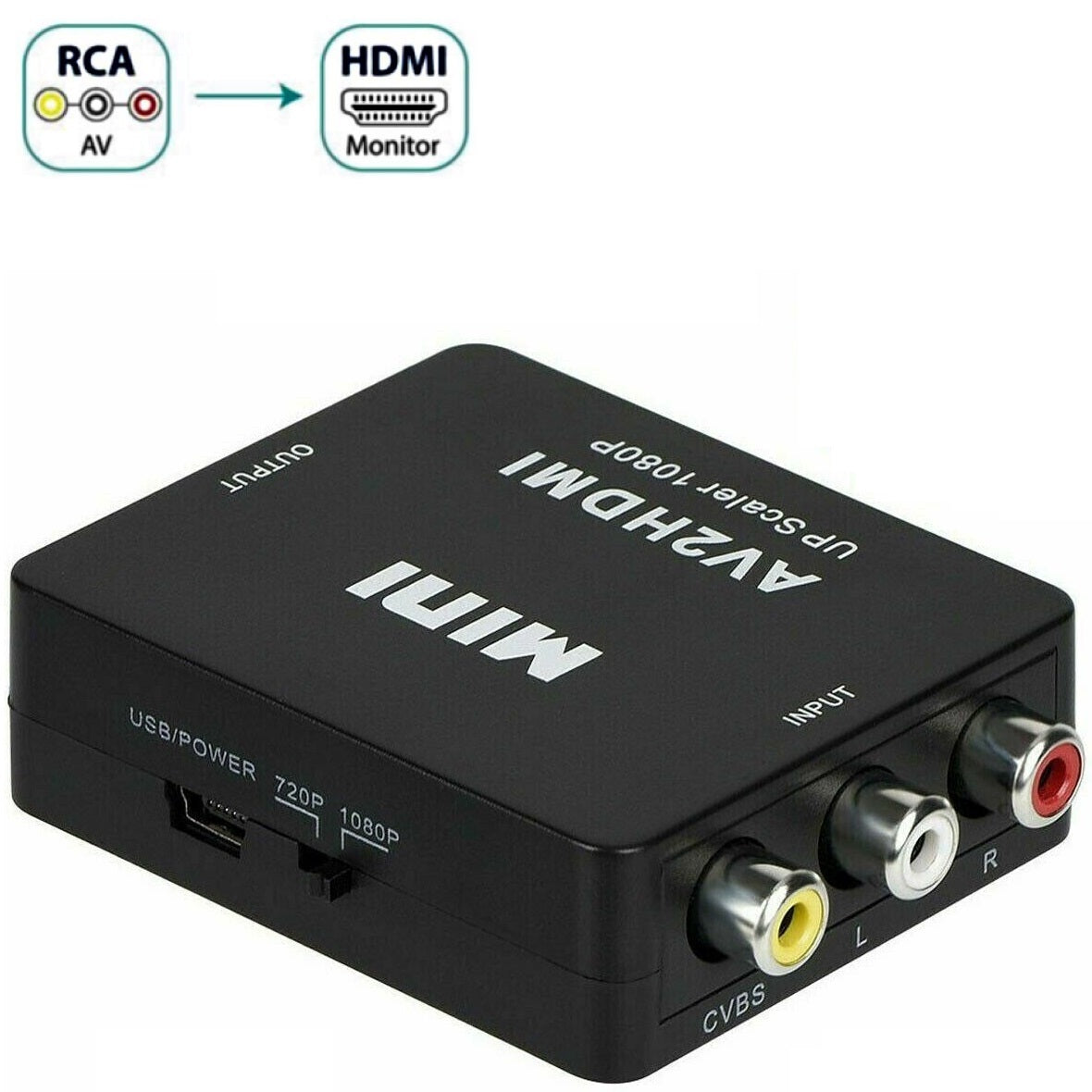 DREIKS AV RCA Zu HDMI Adapter Konverter - 1080p HDMI 60Hz Plug And Play Tragbar Kompakt
