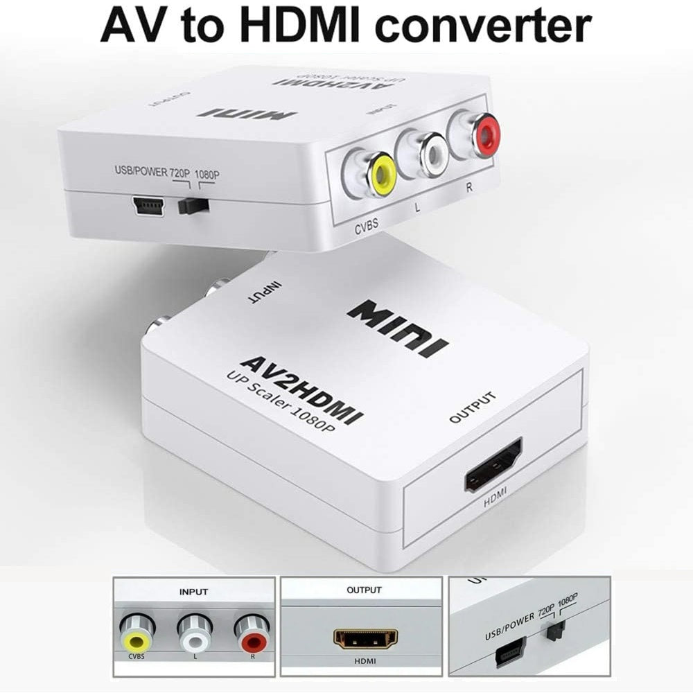 DREIKS AV RCA Zu HDMI Adapter Konverter - 1080p HDMI 60Hz Plug And Play Tragbar Kompakt
