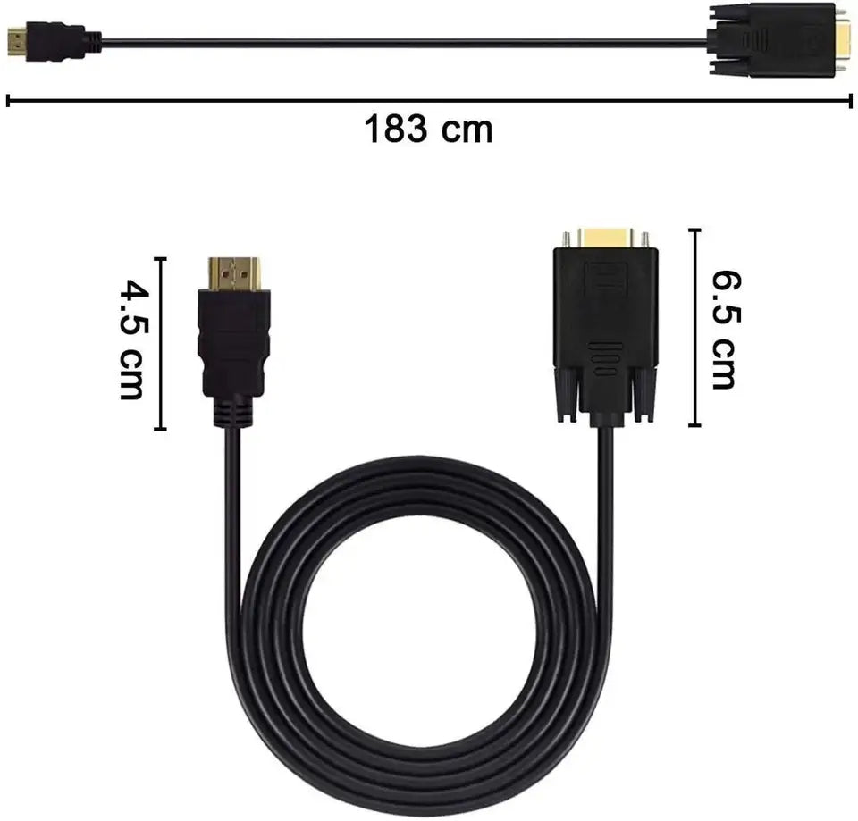 DREIKS HDMI VGA Kabel - Länge 1,8 m 1080p Vergoldete Kontakte
