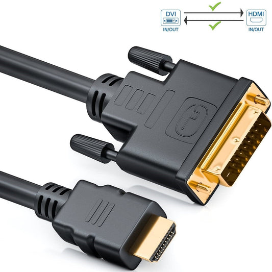 Cablu DVI bidirecțional DREIKS la HDMI, conectori DVI-D 24+1 - lățime de bandă 5 Gbps, contacte placate cu aur de 24K