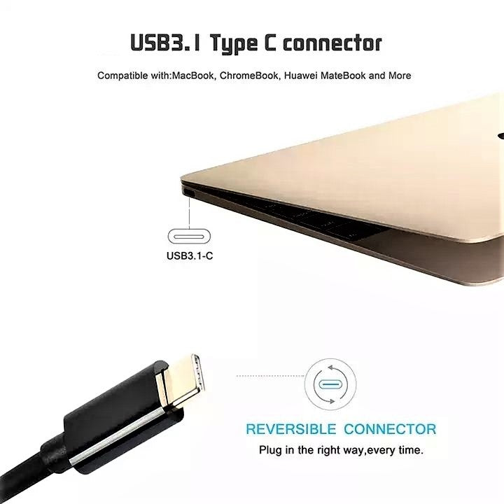 Cablu DREIKS USB-C mascul la HDMI mascul Rezoluție 4K - Lungime 1,8 m, USB-C 3.1, Contacte aurii