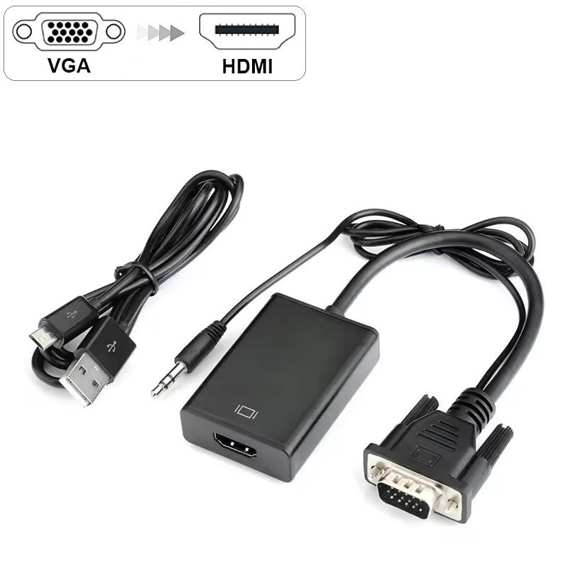 Convertor DREIKS VGA la HDMI cu audio - rezoluție 1080p, suport audio, contacte placate cu aur