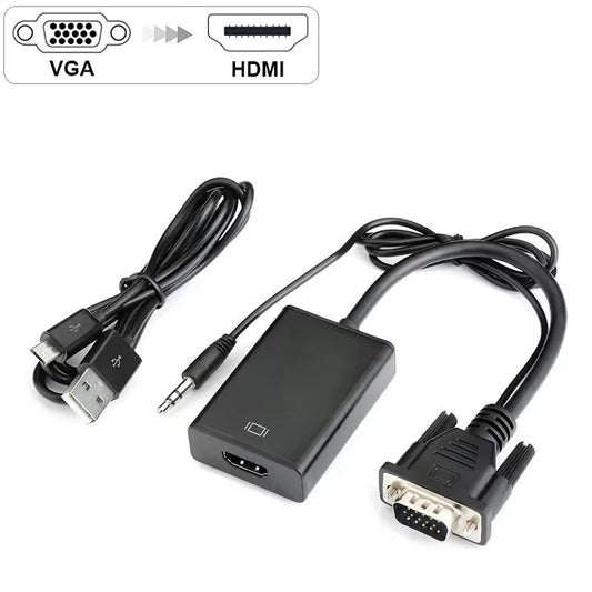 Convertor DREIKS VGA la HDMI cu audio - rezoluție 1080p, suport audio, contacte placate cu aur