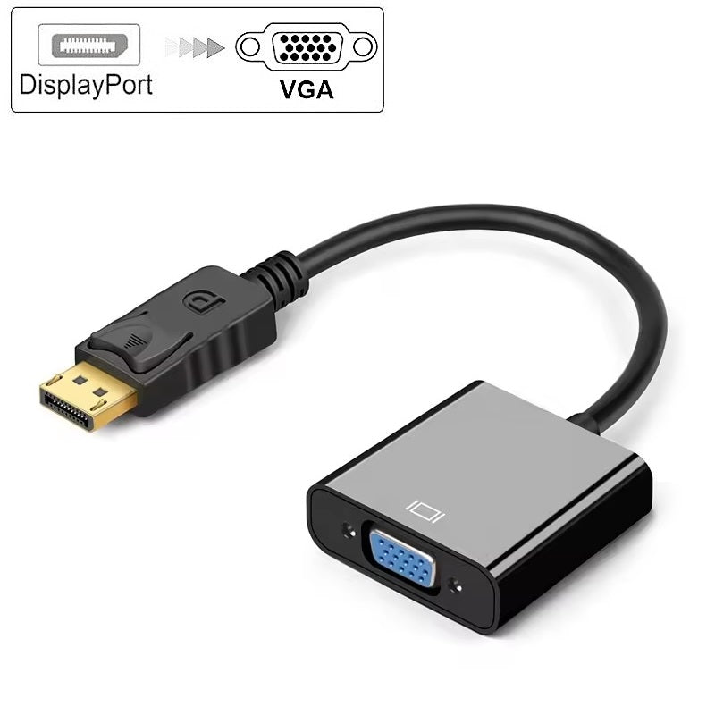 Adaptor DREIKS DP la VGA cu mufă DisplayPort - rezoluție 1080p, contacte placate cu aur, compatibil cu PC și Mac