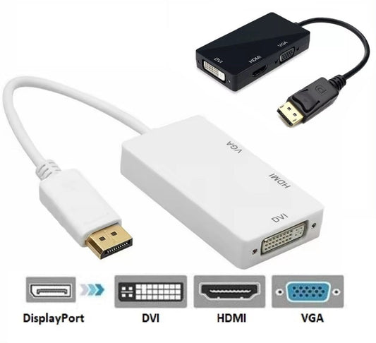 Convertor DisplayPort DREIKS 3 în 1 - rezoluție 1080p Ieșire HDMI DVI VGA pentru monitoare