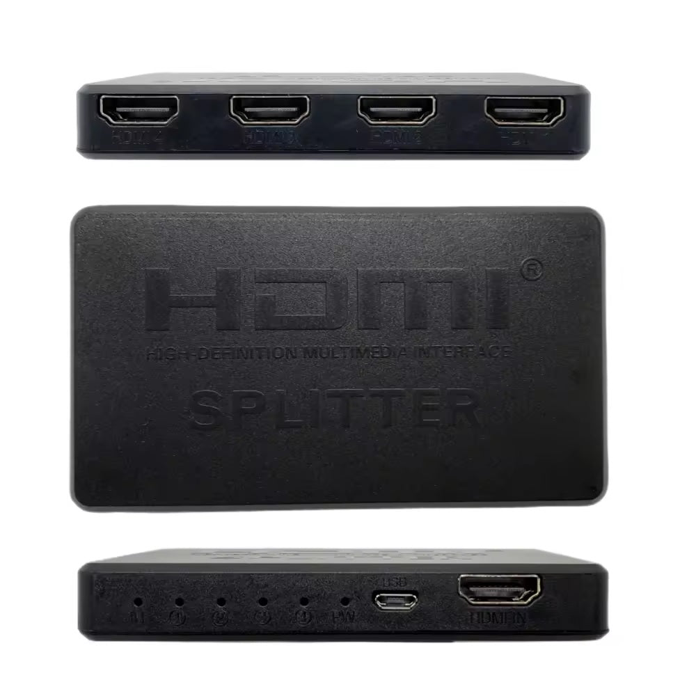 Splitter HDMI DREIKS 1x4 cu oglindire - Patru ieșiri, 4K 30 Hz, 1080p 60 Hz, portabil