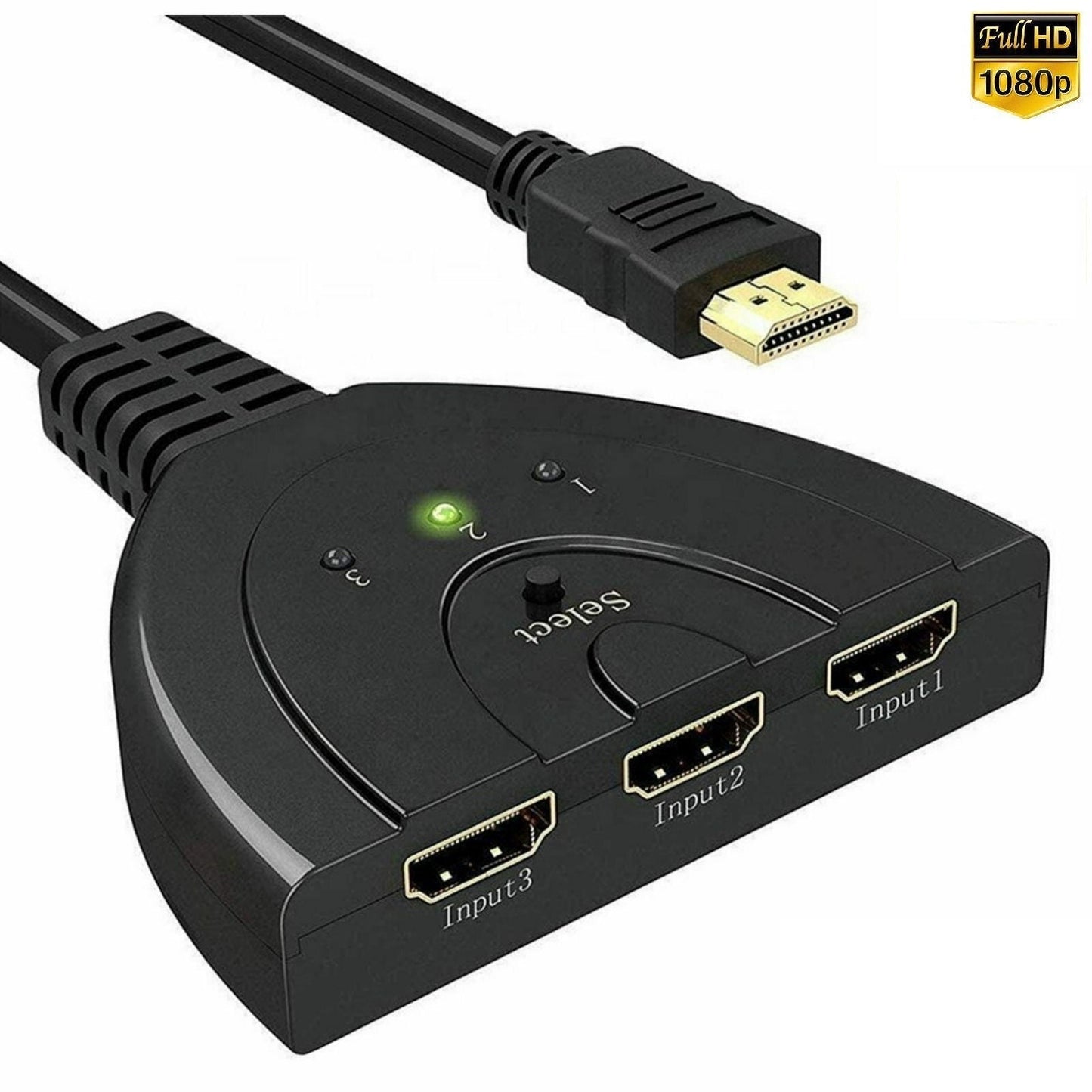 DREIKS HDMI Switch 3in1 Intelligente Erkennung - 3 Eingänge, HDMI-Stromversorgung, Kompaktes Design