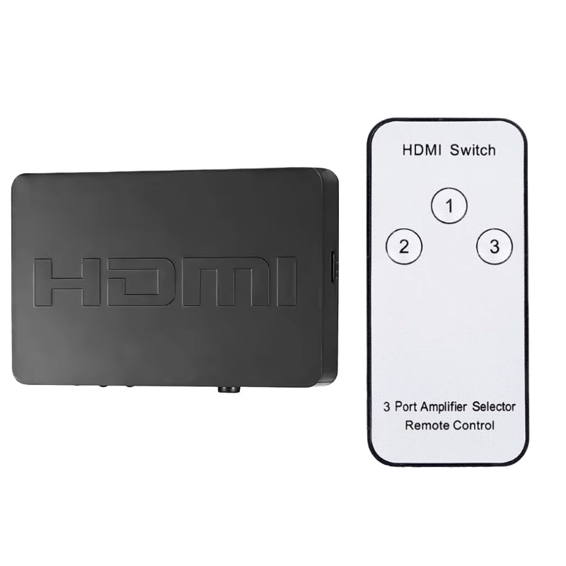 Comutator HDMI DREIKS 3X1 cu telecomandă - 3 intrări 1 ieșire 4Kx2K@30Hz Nu necesită alimentare