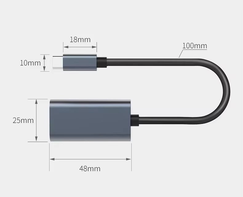 Adaptor DREIKS USB-C la HDMI DP Mod Alternativ - 4K UHD, Alimentare USB-C, 15 cm