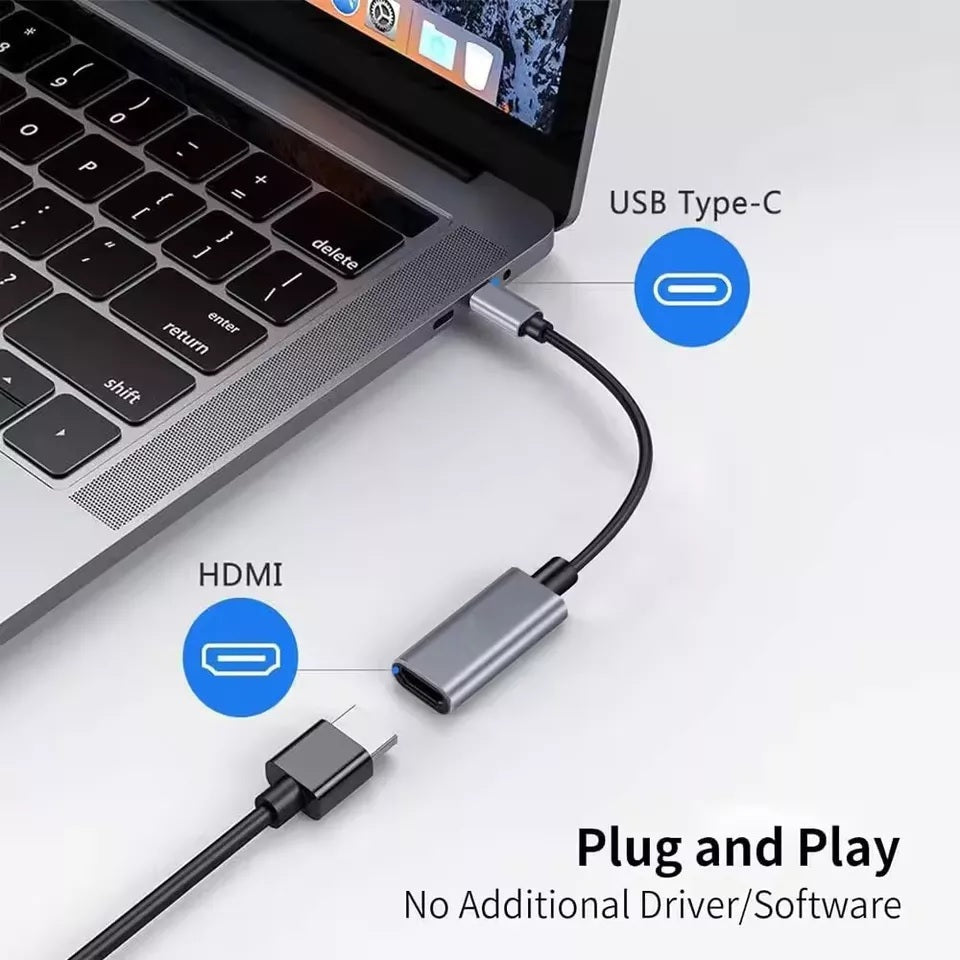 Adaptor DREIKS USB-C la HDMI DP Mod Alternativ - 4K UHD, Alimentare USB-C, 15 cm