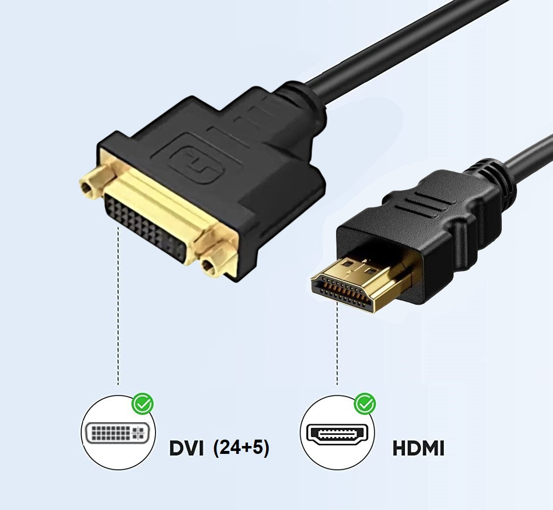 DREIKS Bidirektionales HDMI Zu DVI Adapterkabel - Bidirektional, 1080p, 24K Goldkontakte