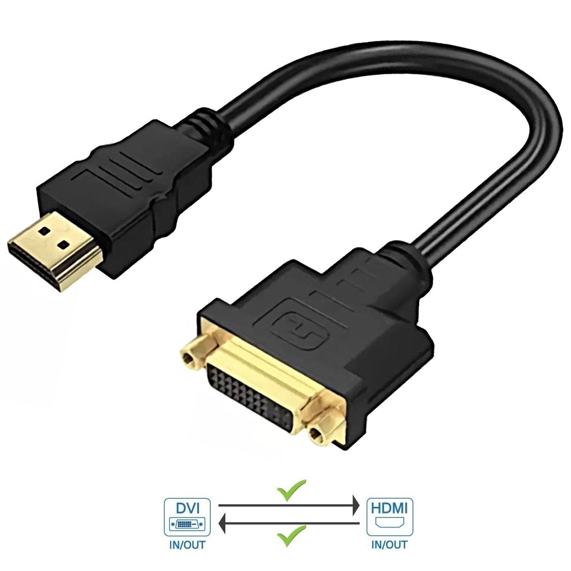 DREIKS Bidirektionales HDMI Zu DVI Adapterkabel - Bidirektional, 1080p, 24K Goldkontakte