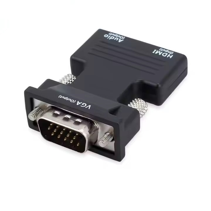 DREIKS HDMI Zu VGA Konverter - Auflösung 1080p60Hz, Audio 3,5 mm, Kompakte Bauform