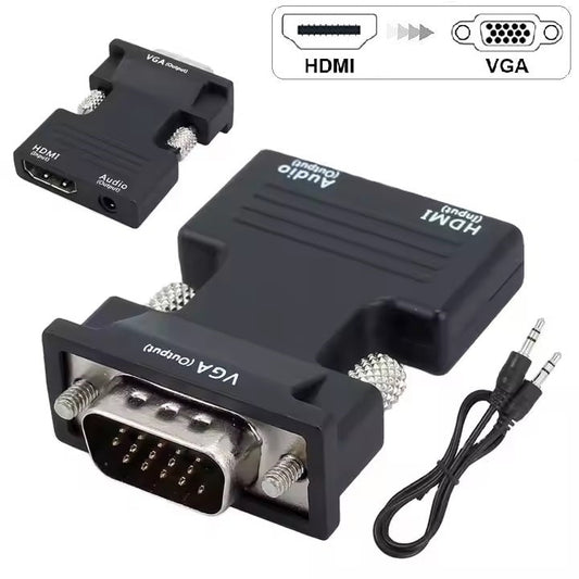 Convertor DREIKS HDMI la VGA - rezoluție 1080p60Hz, audio de 3,5 mm, design compact