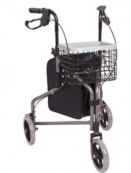 Rollator cu trei roți AT51029 – Aluminiu, reglabil, stabil până la 120 kg