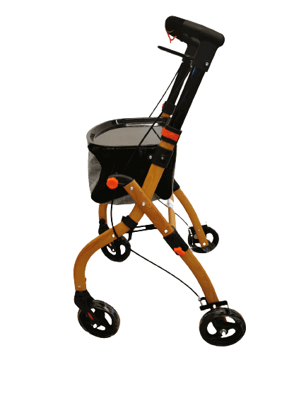 Rollator de interior Antar, aspect lemn masiv, cu geantă și tavă