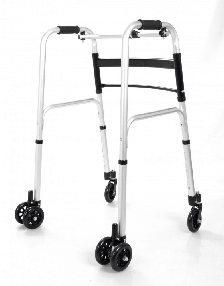 Cadru de mers pliabil cu 4 roți – 85–102,5 cm, 110 kg