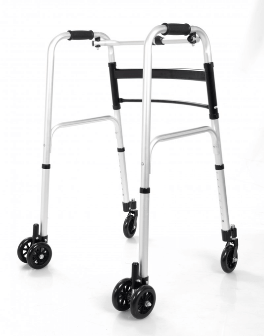 Cadru de mers pliabil cu 4 roți – 85–102,5 cm, 110 kg