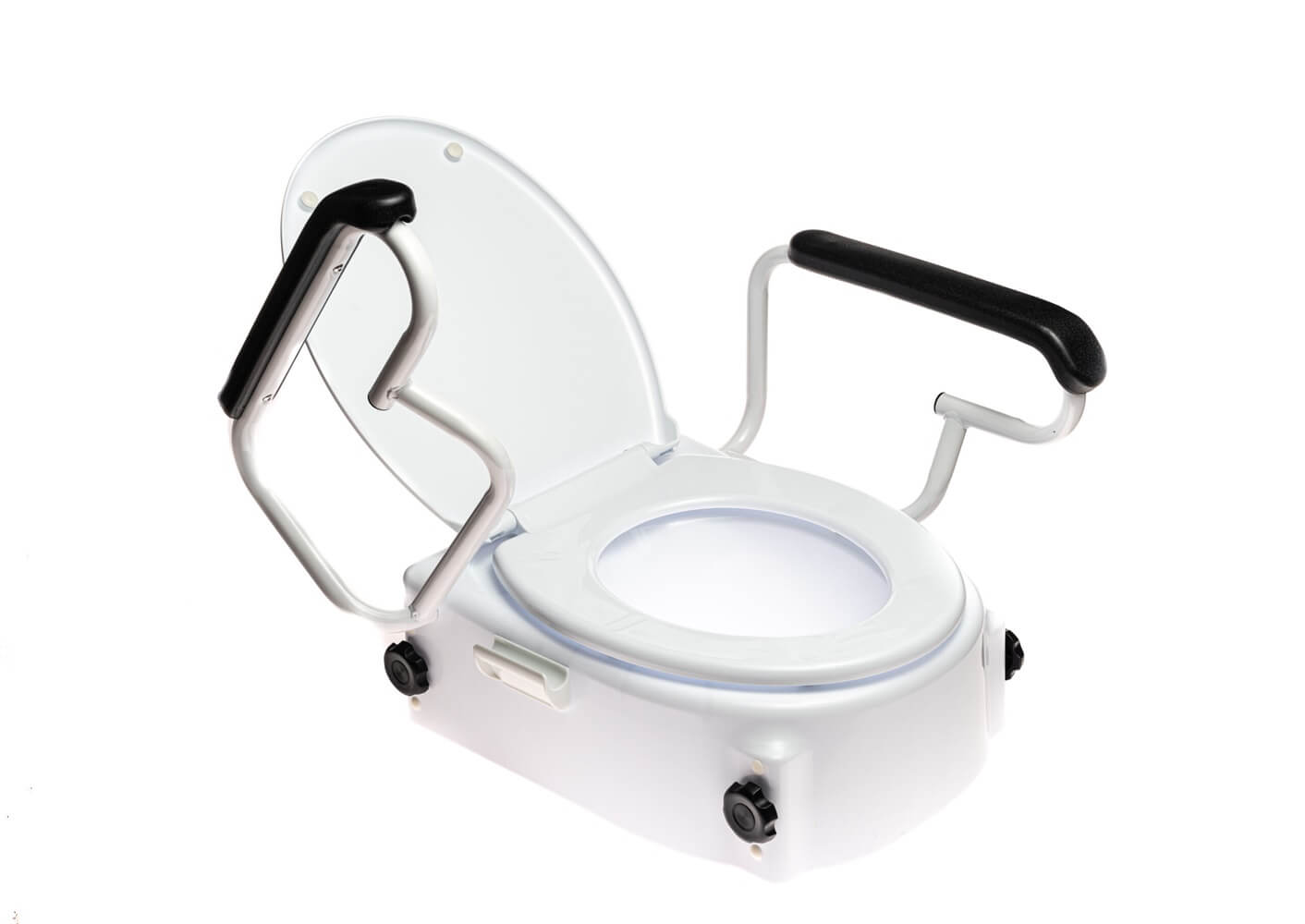 Înălțime reglabilă pentru scaunul de toaletă cu cotiere și capac – AT51204