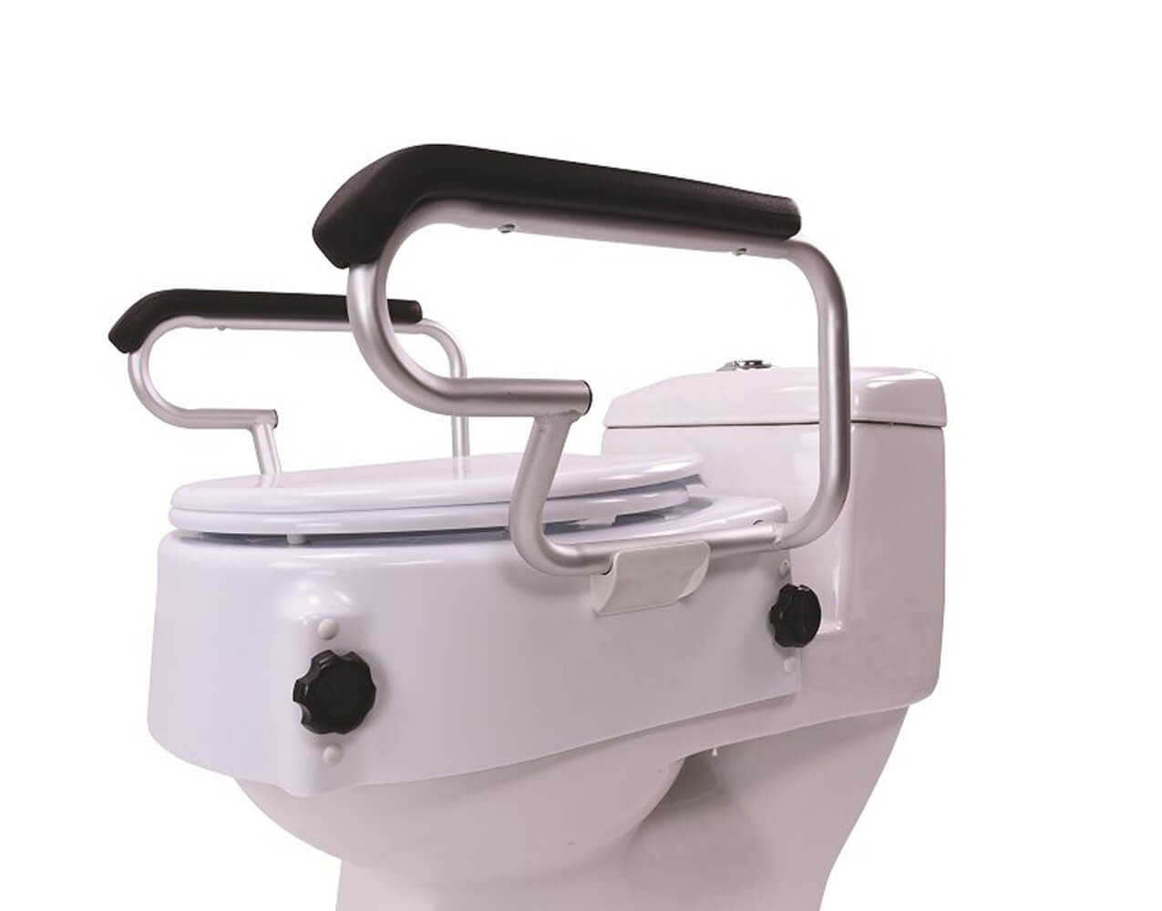 Înălțime reglabilă pentru scaunul de toaletă cu cotiere și capac – AT51204