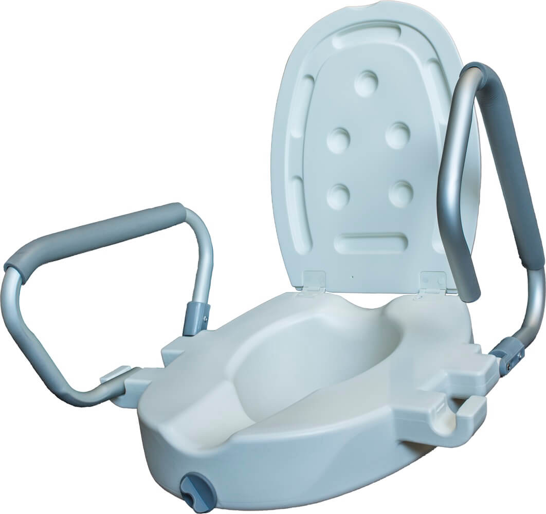 Înălțător pentru scaun de toaletă 10 cm cu capac și cotiere, stabil – AT51205