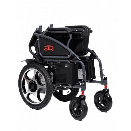 Scaun cu rotile electric confortabil cu control pentru însoțitor, pliabil