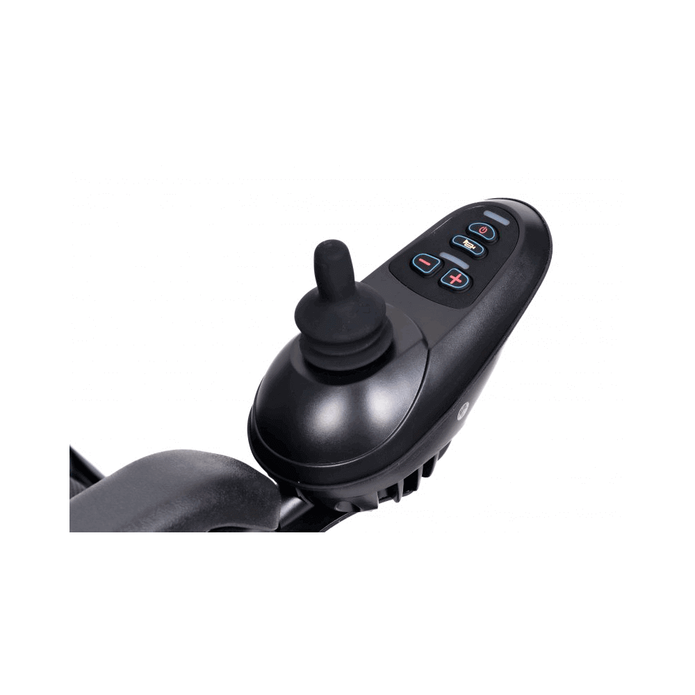 Scaun cu rotile electric confortabil cu control pentru însoțitor, pliabil