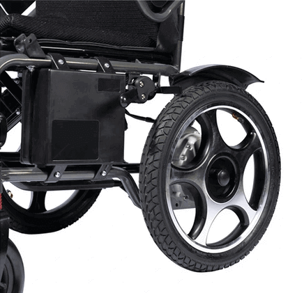 Scaun cu rotile electric confortabil cu control pentru însoțitor, pliabil