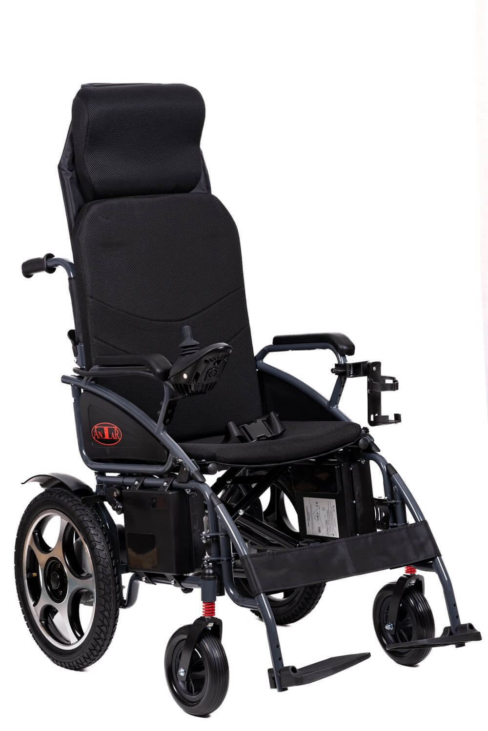 Scaun cu rotile electric cu scaun confortabil și suspensie, pliabil – autonomie 25 km, 6 km/h