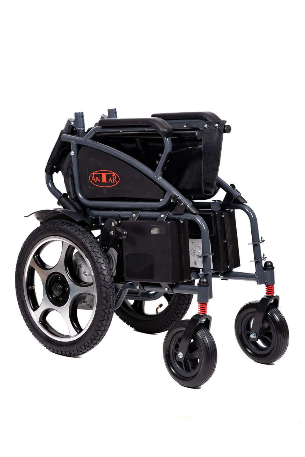 Scaun cu rotile electric cu scaun confortabil și suspensie, pliabil – autonomie 25 km, 6 km/h