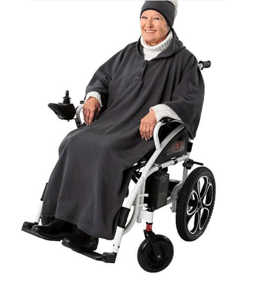 Poncho din fleece pentru scaun cu rotile cu glugă – călduros, ușor, lavabil