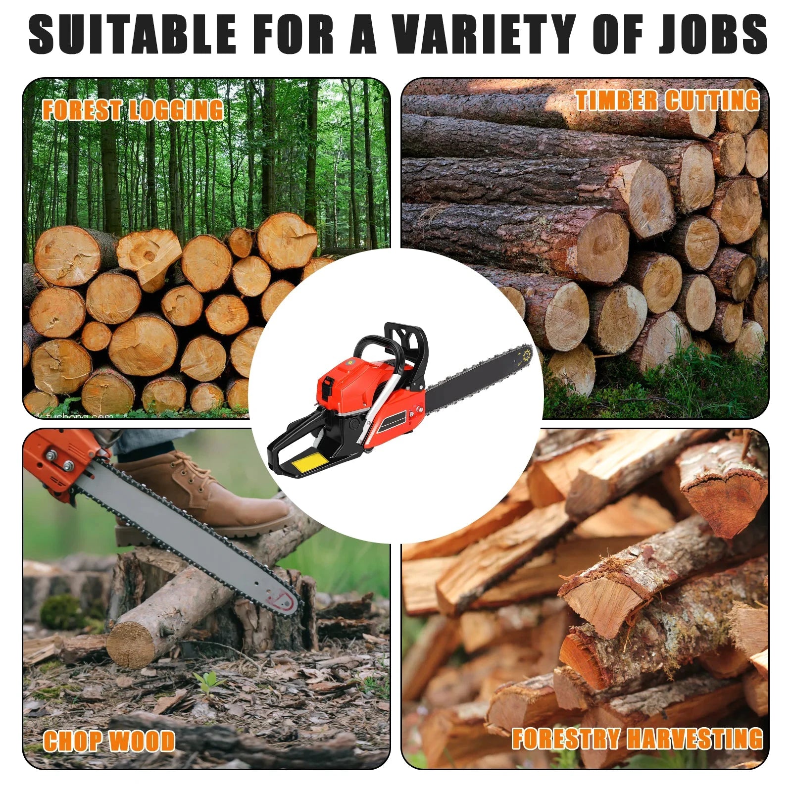 OWJHE 20-Zoll Elektro-Kettensäge - Hubraum 80 cm³, Leistung 9800 W, Schnitt 50 cm by Golden Bridge Store