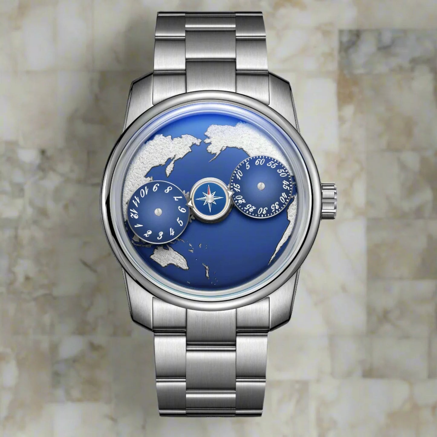 Earth automatic watch unique earth design stainless steel waterproof luminous dial