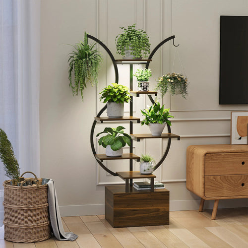 Tiger Skin Pflanzenständer 6-Stufig Mit Wachstumslicht 40x30x142 cm