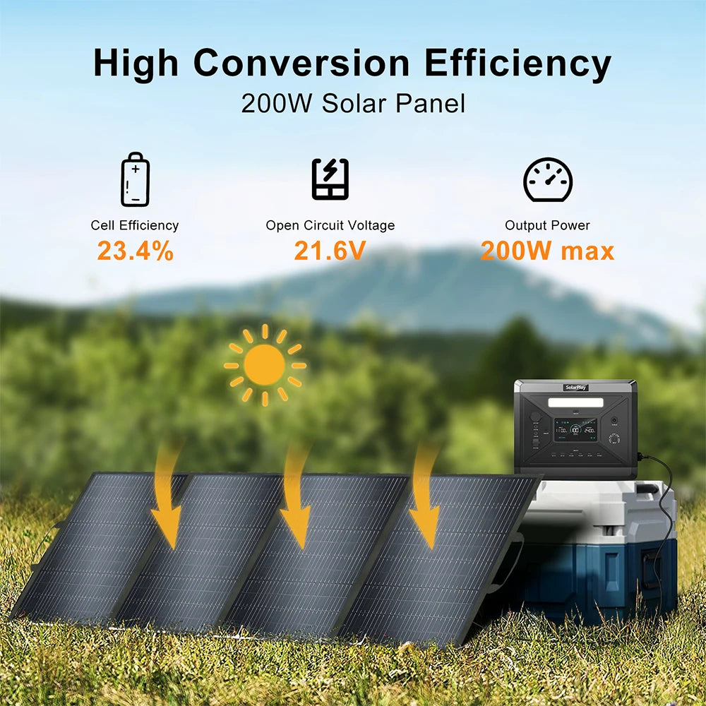 SOLARPLAY Foldable and Portable Solar Panel  400W (2*200w) Solar Battery Charger Outdoor Emergency Backup Power For Powerstation