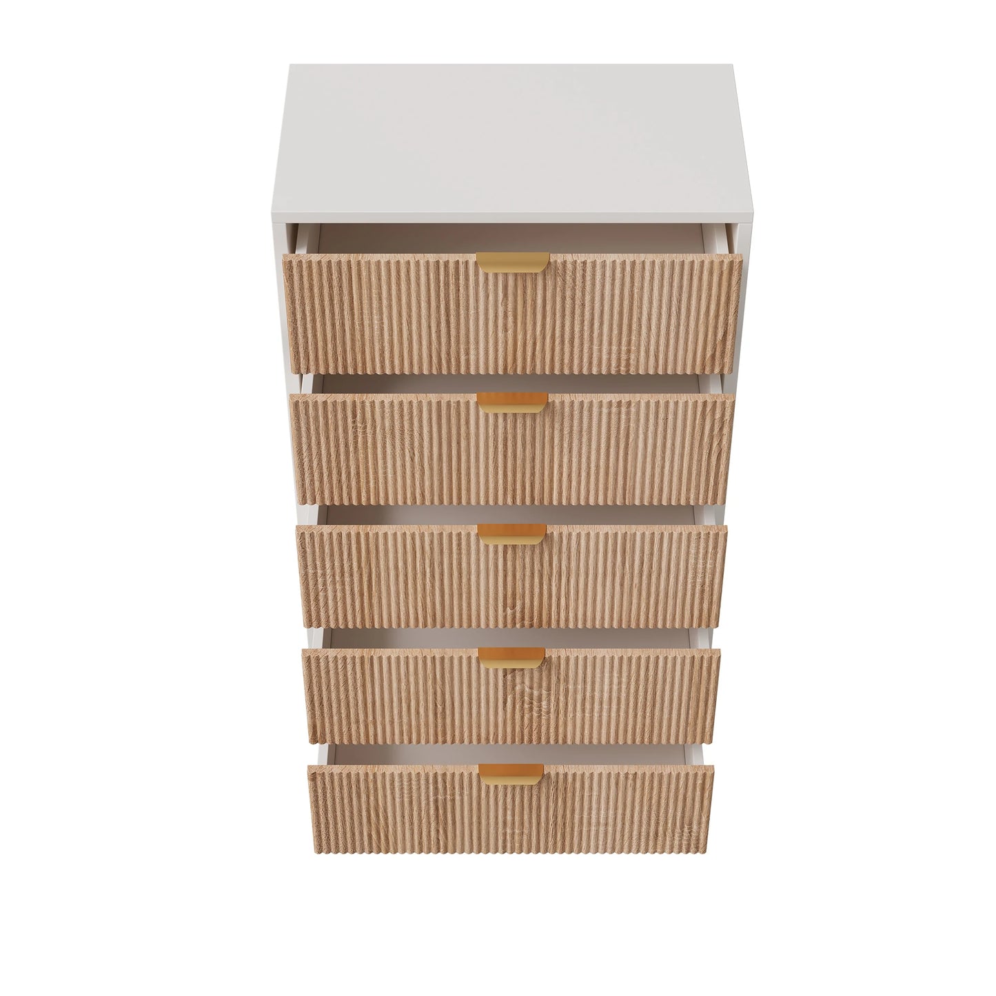 Anajqaqia Nachttisch Massivholz 5 Schubladen Goldene Beine