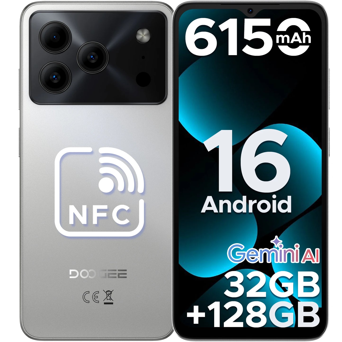 DOOGEE Note56 Pro Großer Akku - Speicher 32GB+128GB, Akku 6150mAh, Display 6,56