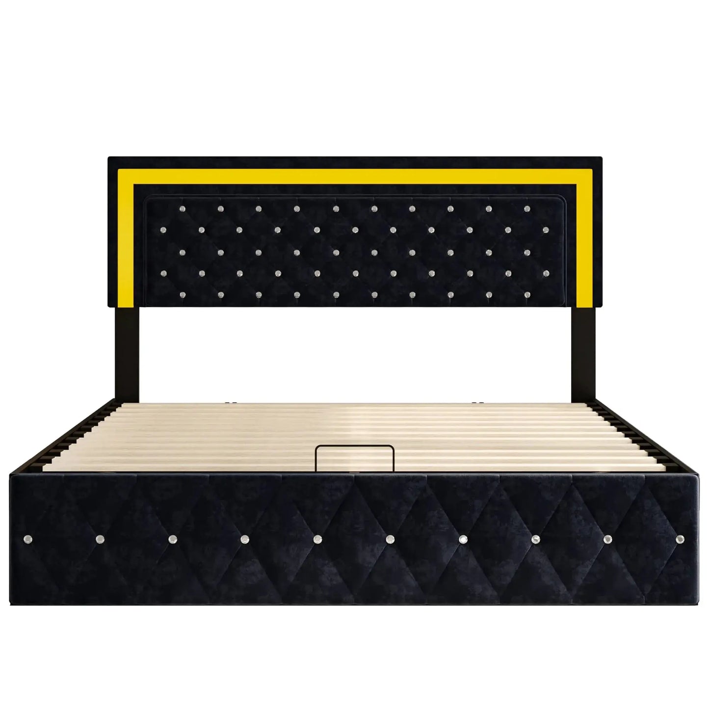 Boxspringbett Mit Hydraulischem Stauraum Und LED Beleuchtung Samtbezug