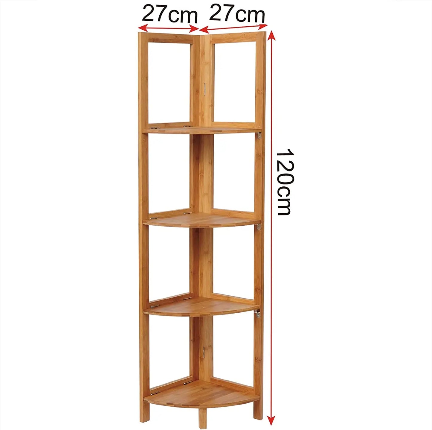 WOLTU Bambus Regal 27x38x120 cm Eckregal Küche Bad 5 Ebenen