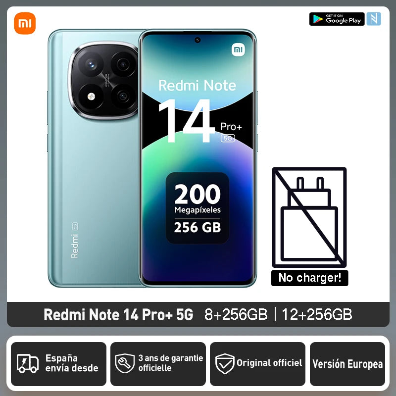 Smartphone 2025: Xiaomi Redmi Note 14 Pro Plus 5G European Version 256GB/512GB - Snapdragon® 7s Gen 3 AMOLED Display 6.67" 120Hz 200MP OIS Main Camera 120W Charging 5110mAh Battery IP68 NFC Collection